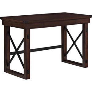 altra wildwood wood veneer desk in mahogany