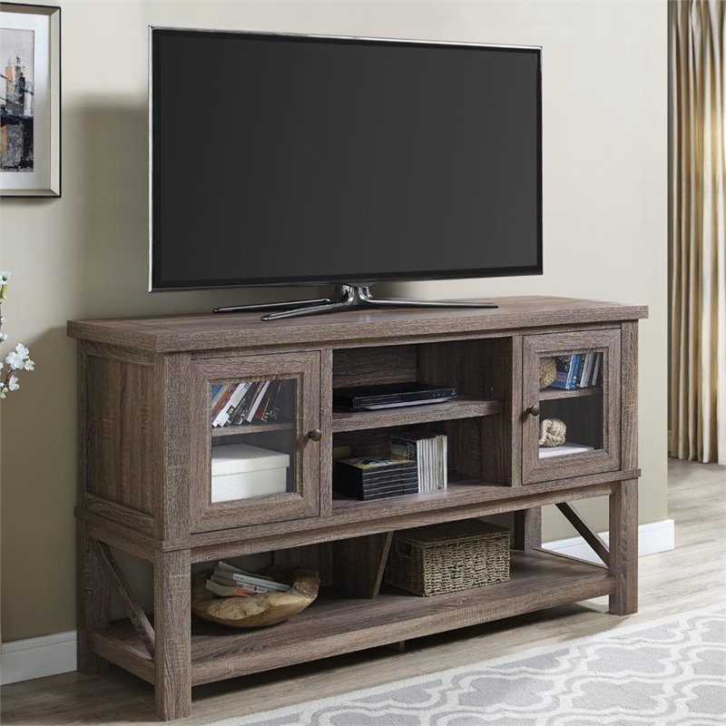 70'' TV Stand with Glass Doors in Sonoma Oak