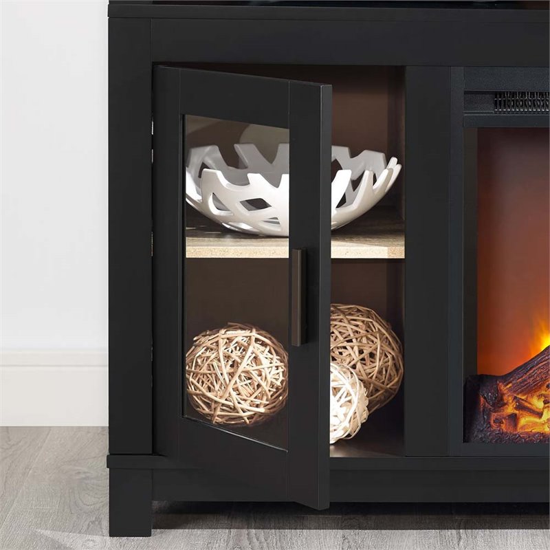 Ameriwood Home Carver Electric Fireplace TV Stand in Black