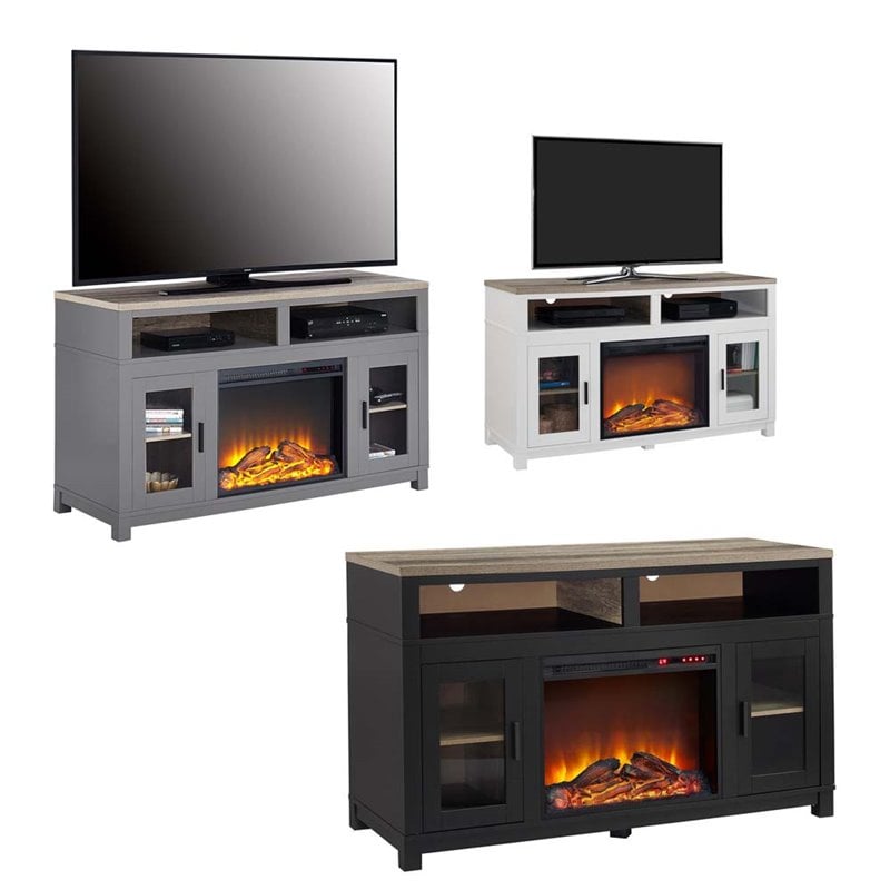 Ameriwood Home Carver Electric Fireplace TV Stand in White