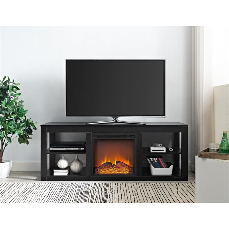 Ameriwood Parsons Electric Fireplace TV Stand for TVs up to 65" Black for sale online 