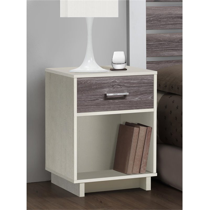 Ameriwood Home Colebrook Nightstand In Vintage White And Rustic 5967503com