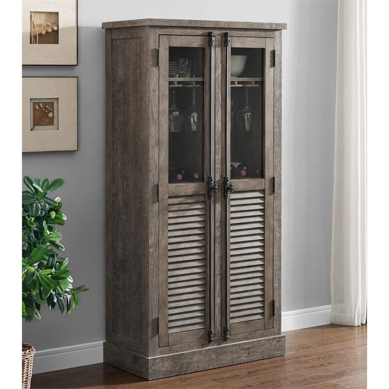 Ameriwood Home Sienna Park Bar Cabinet in Rustic Gray