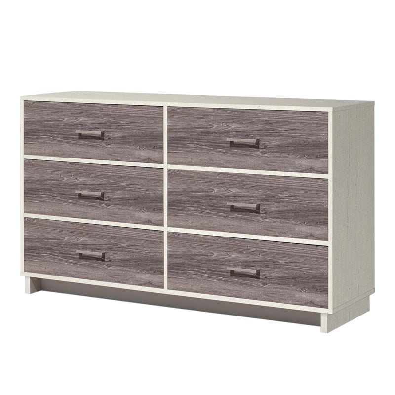 Ameriwood Home Colebrook 6 Drawer Dresser In Vintage White And Rustic 5969503com