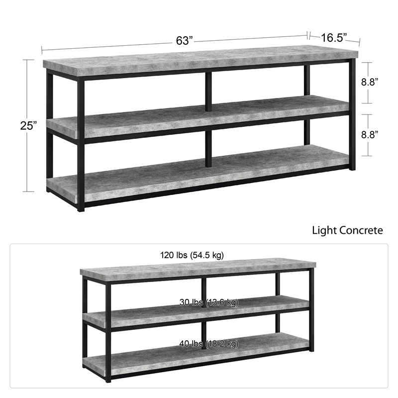 Ameriwood Home Ashlar TV Stand in Concrete Gray
