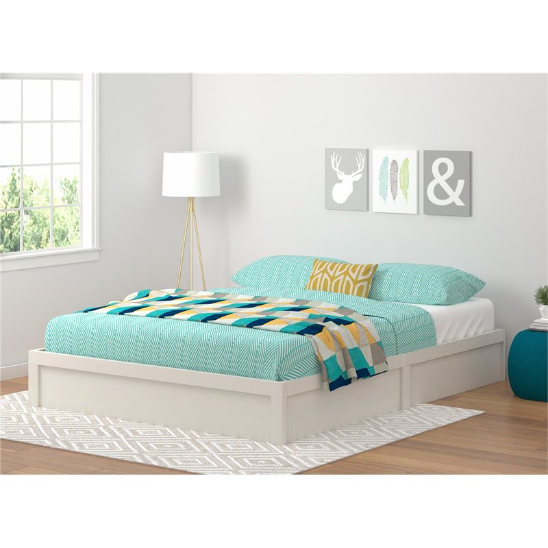 Ameriwood Home Austin Queen Platform Bed Frame in Vintage White Cymax