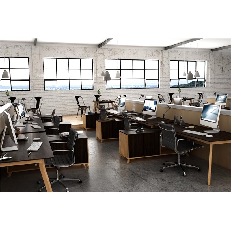 Ameriwood AX1 Commercial-Grade Square Meeting Table in Walnut