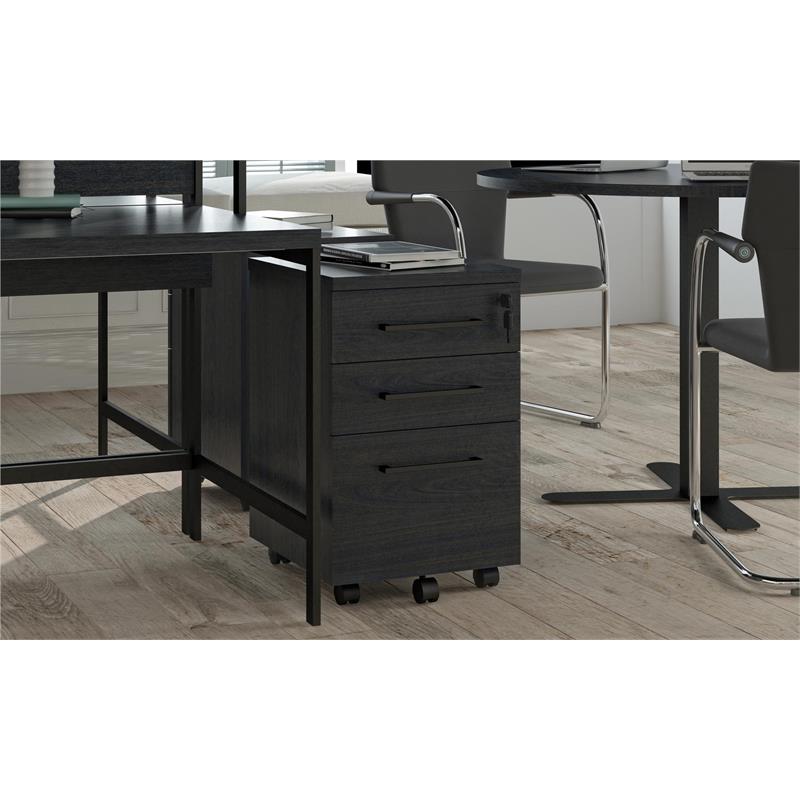 Ameriwood Parkside Mobile File Cabinet In Black Oak 9558802com