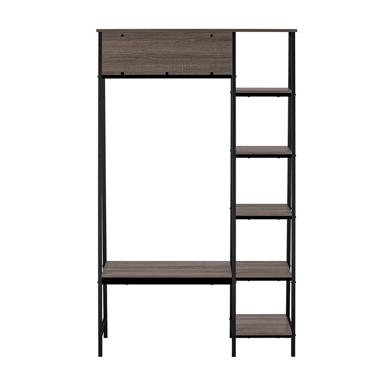 Prepac Sonoma Black Cubbie Bench and Wall Coat Rack Set BEC4816PKG