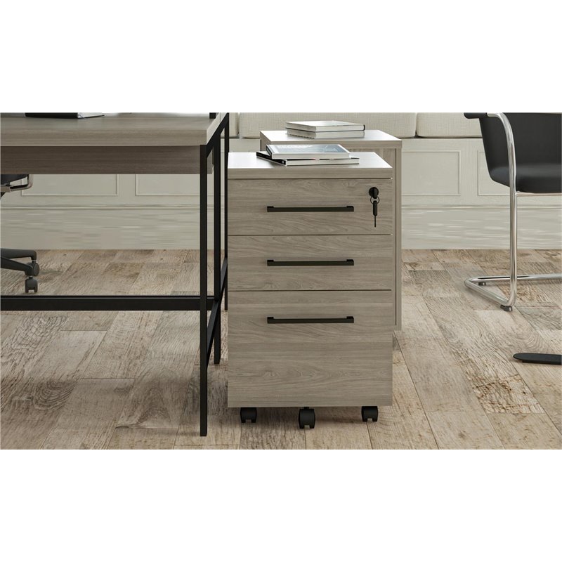 Ameriwood Parkside Mobile File Cabinet in Light Brown Oak
