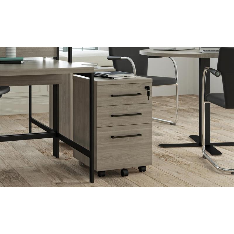Ameriwood Parkside Mobile File Cabinet in Light Brown Oak