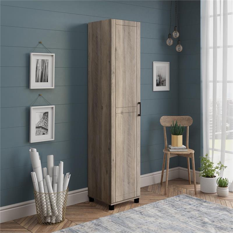 Systembuild Callahan 16 Utility Storage Cabinet In Gray Oak