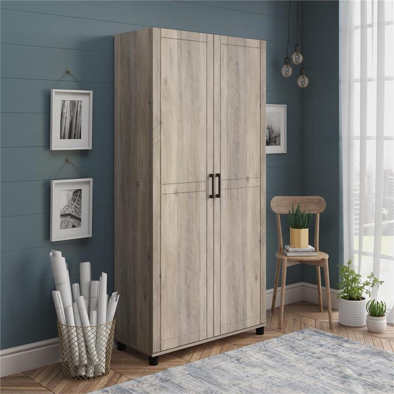Systembuild Callahan 36 Utility Storage Cabinet In Gray Oak
