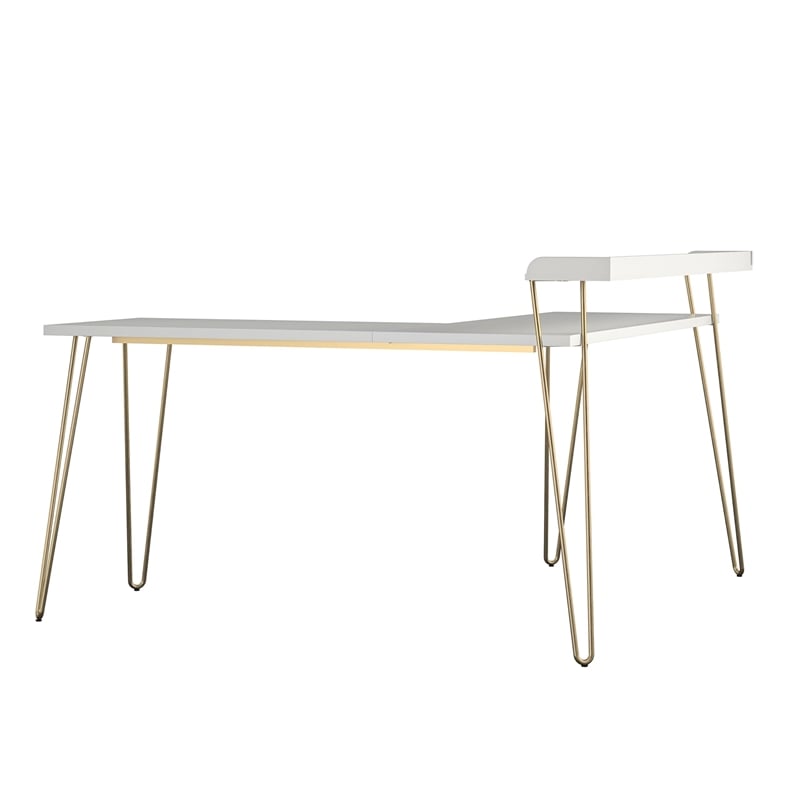 Ameriwood Home Haven L Desk with Riser in White
