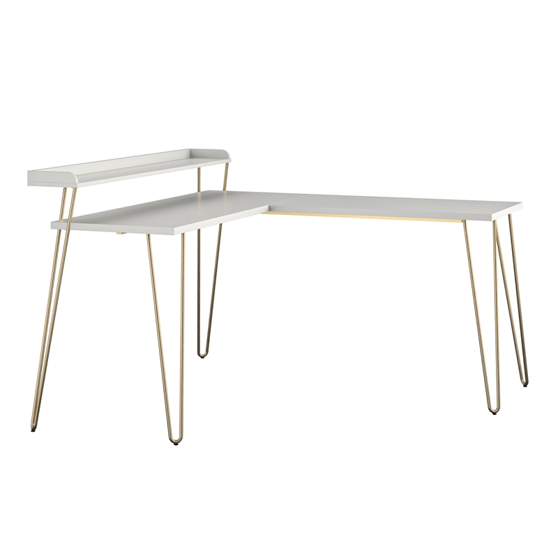 Ameriwood Home Haven L Desk with Riser in White