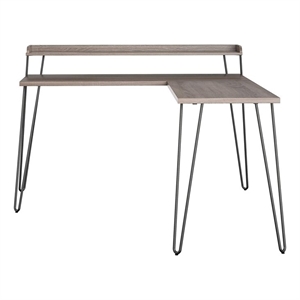 ameriwood home haven l desk with riser in distressed gray oak