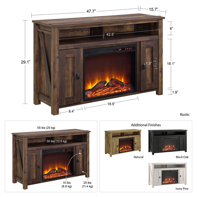 Ameriwood Home Farmington Electric Fireplace TV Console up to 50