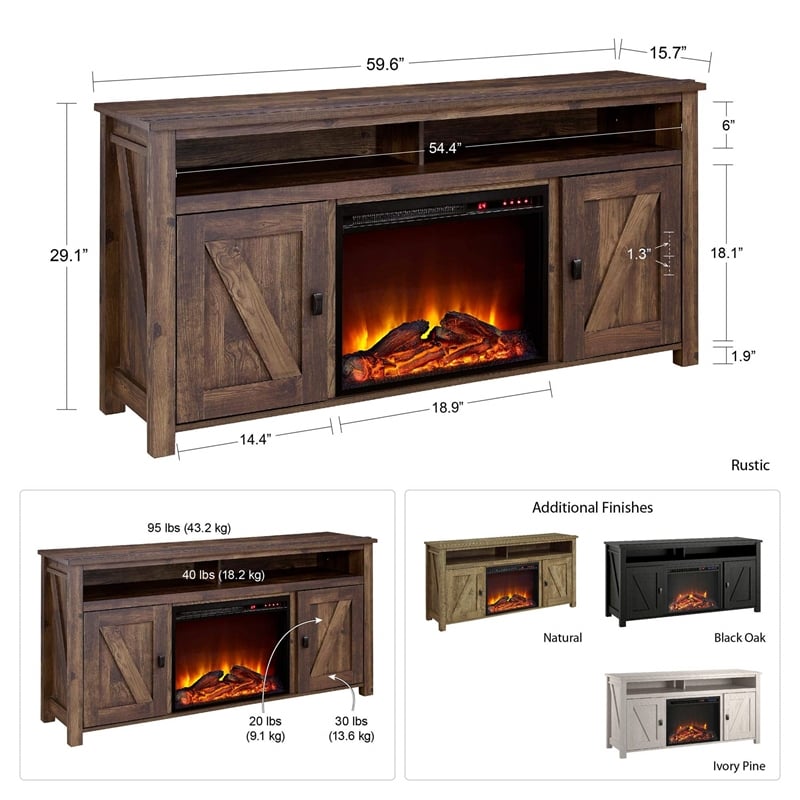 Ameriwood Home Farmington Electric Fireplace TV Console up to 60