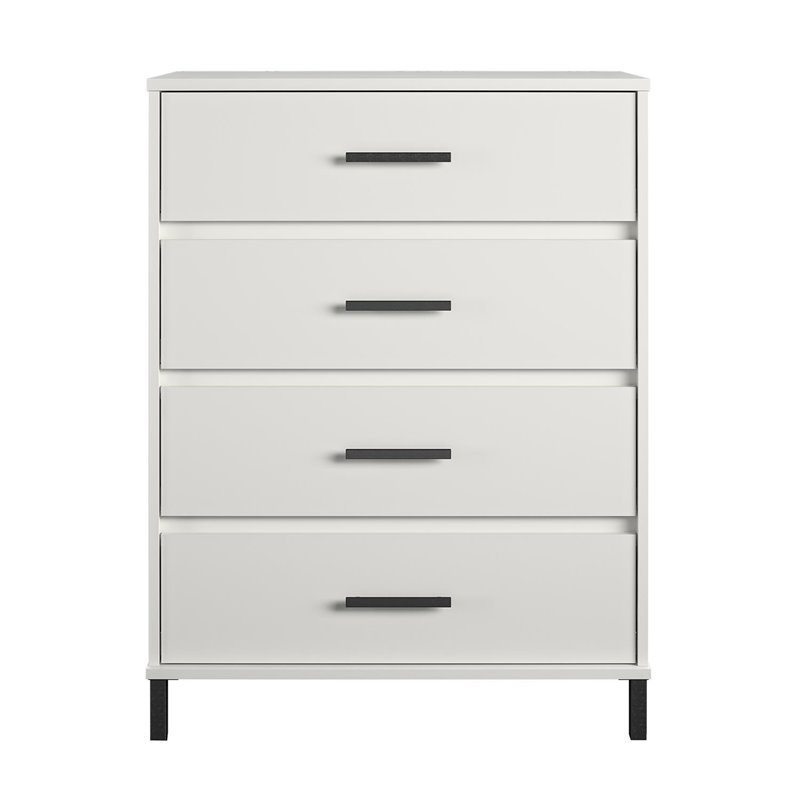 Ameriwood Home Brewer 4 Drawer Chest Bedroom Dresser In White