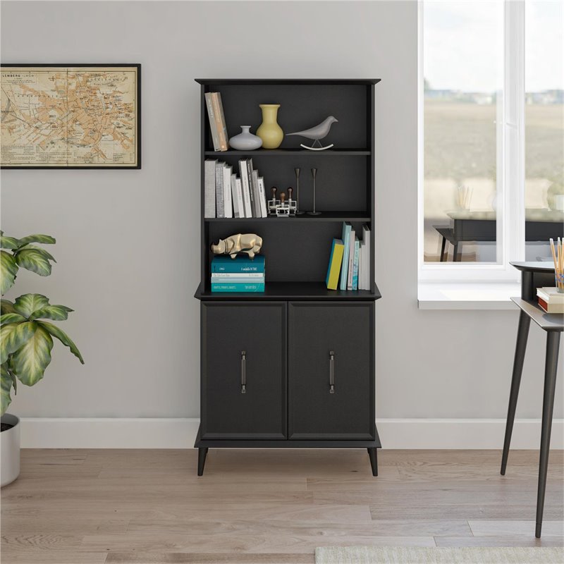 Ameriwood Home Remington Bookcase with Doors in Black