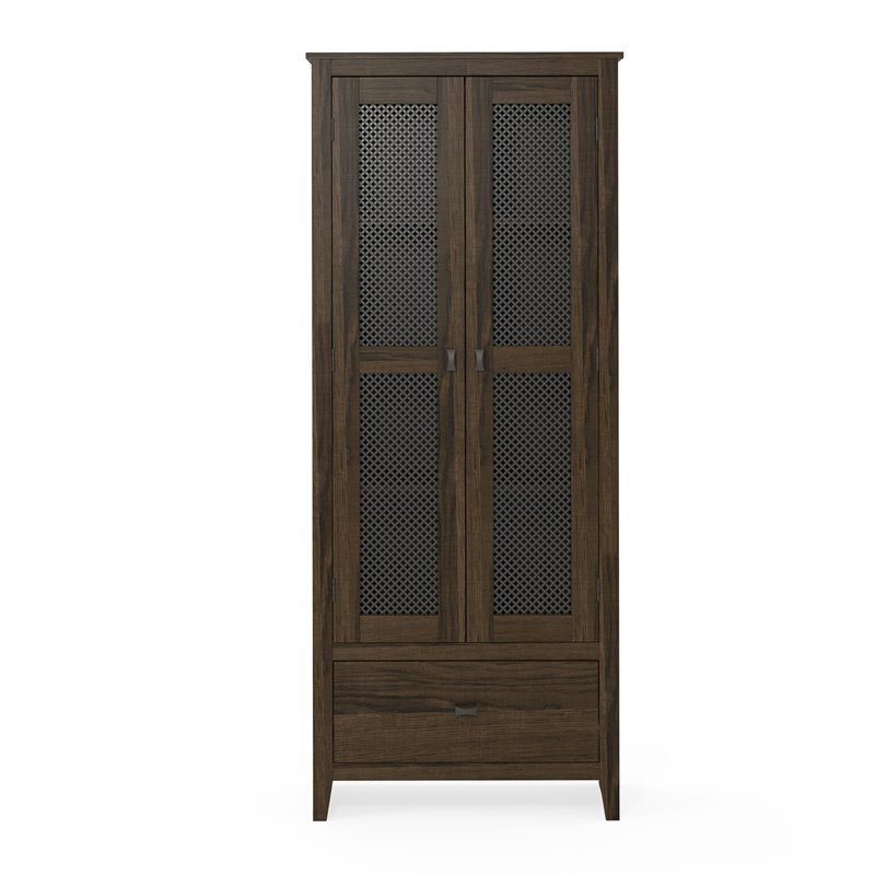 Systembuild Brookstone 30 Wide Storage Cabinet With Mesh Doors In Brown Oak 7931322com