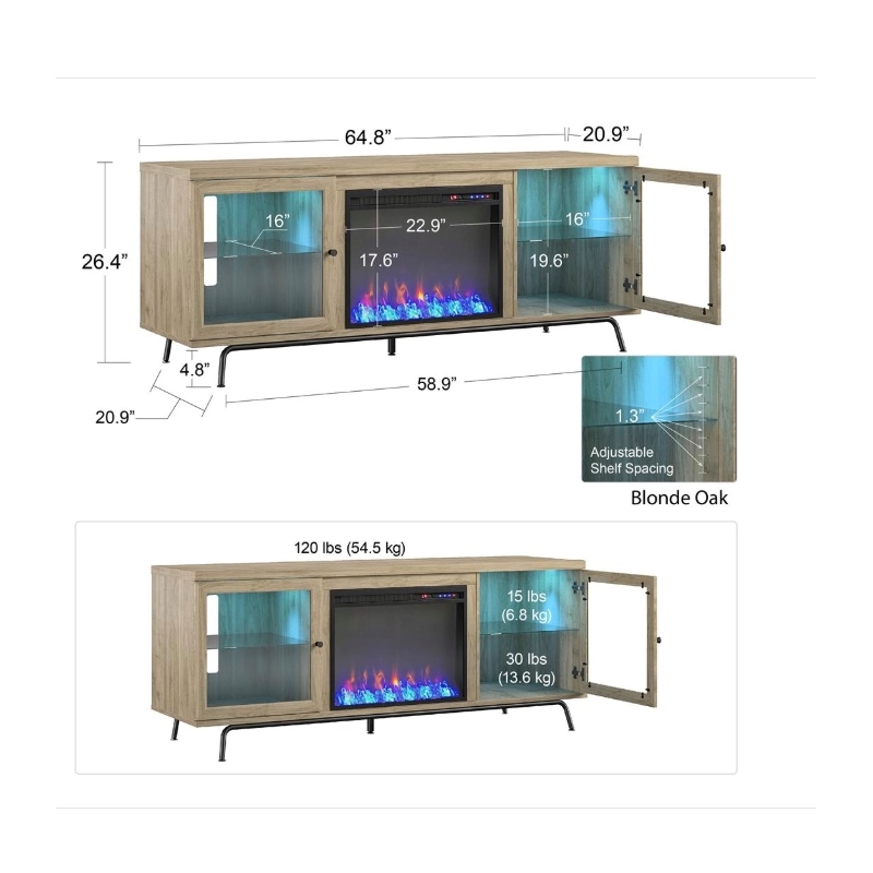 Ameriwood Home 6873847COM Sydney View Fireplace 70