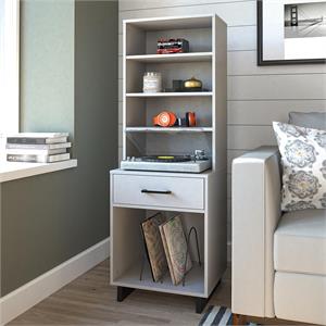 ameriwood home southlander tall turntable stand in dove gray