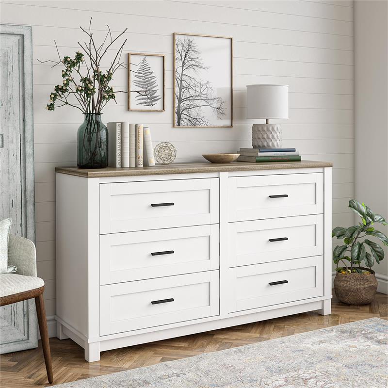 Ameriwood Home Chapel Hill 6 Drawer Dresser in White