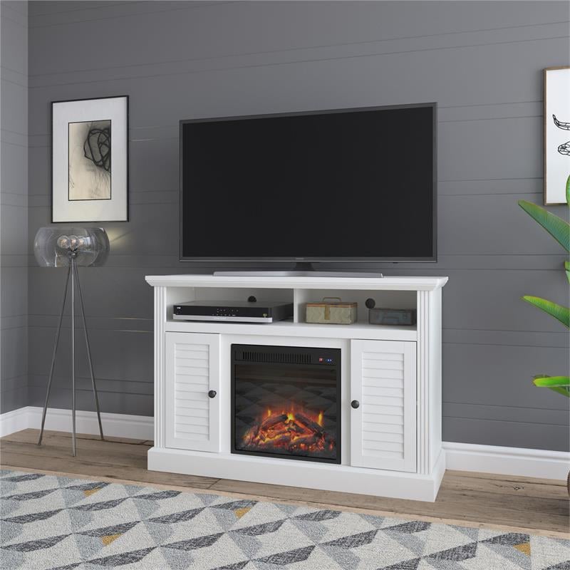 Ameriwood Home Noah Bay Fireplace TV Stand for TVs up to 48" in White
