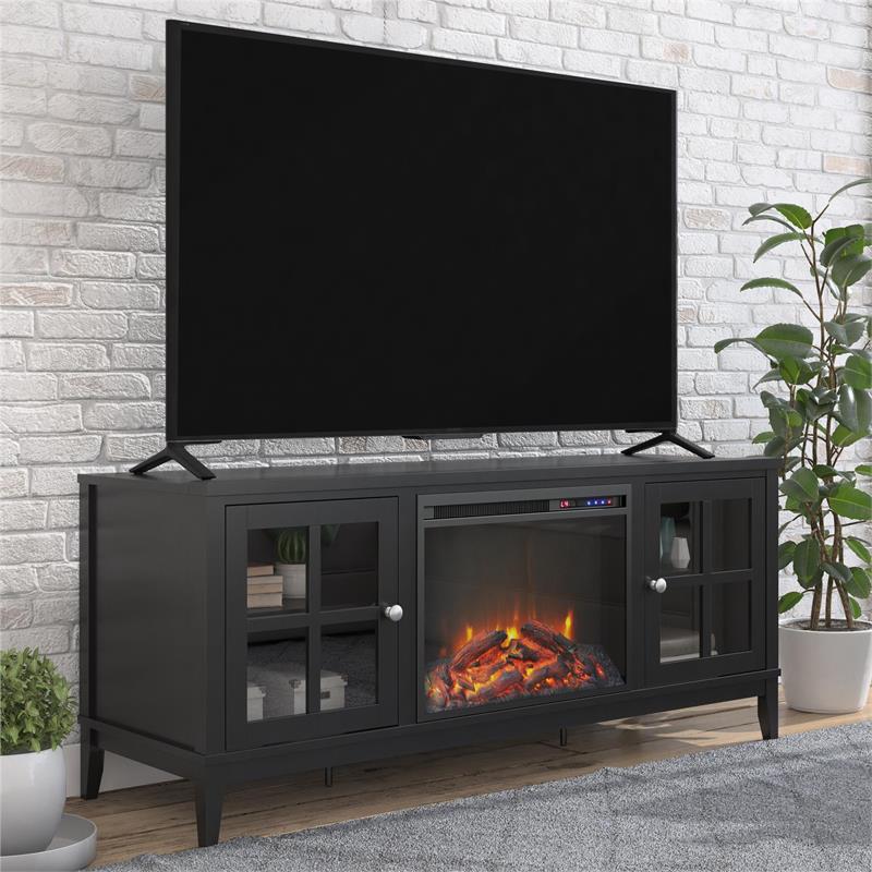 Ameriwood Home Franklin Fireplace TV Stand for TVs up to 65" in Black