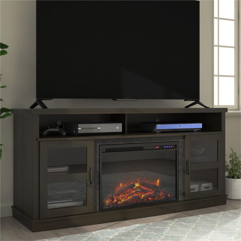 Ameriwood Home Ayden Park Fireplace Tv Stand Up To 65 In Black Oak 6996335com