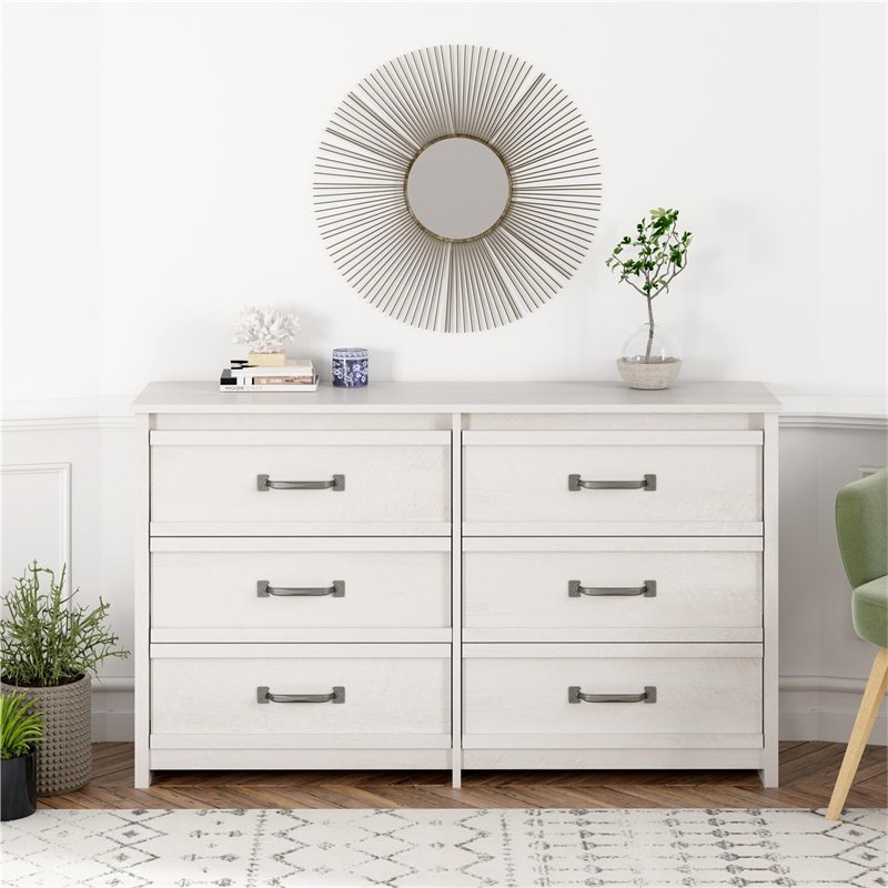 Ameriwood Home Bassinger 6 Drawer Dresser in Ivory Oak
