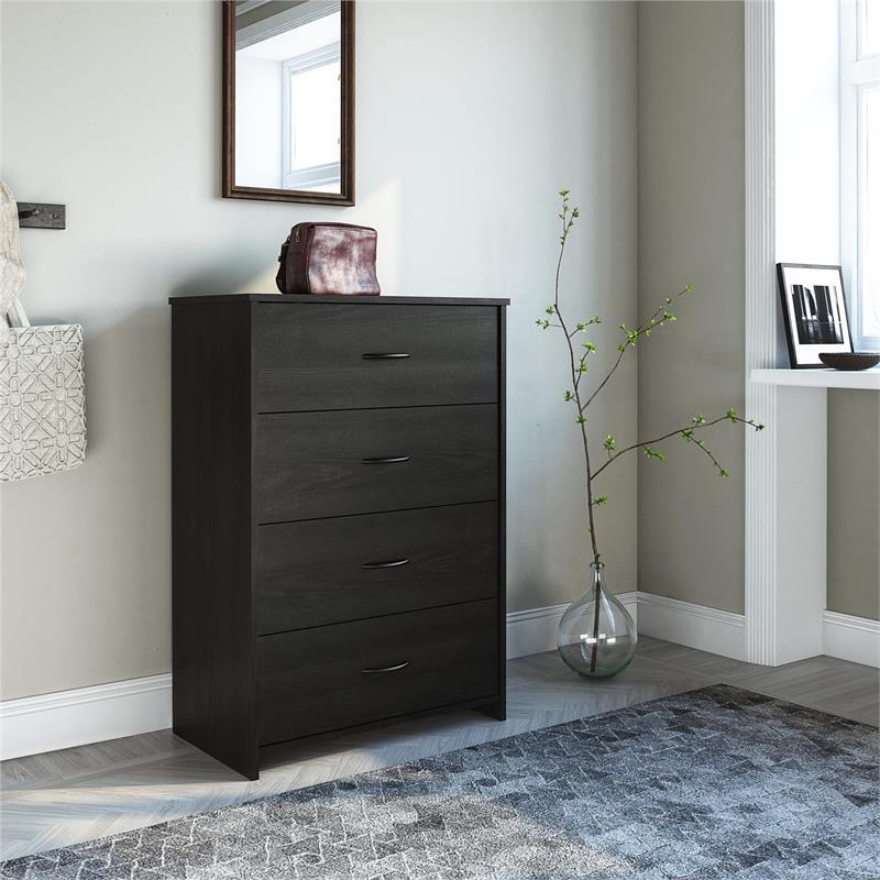 Ameriwood Home Classic 4 Drawer Dresser in Black Oak