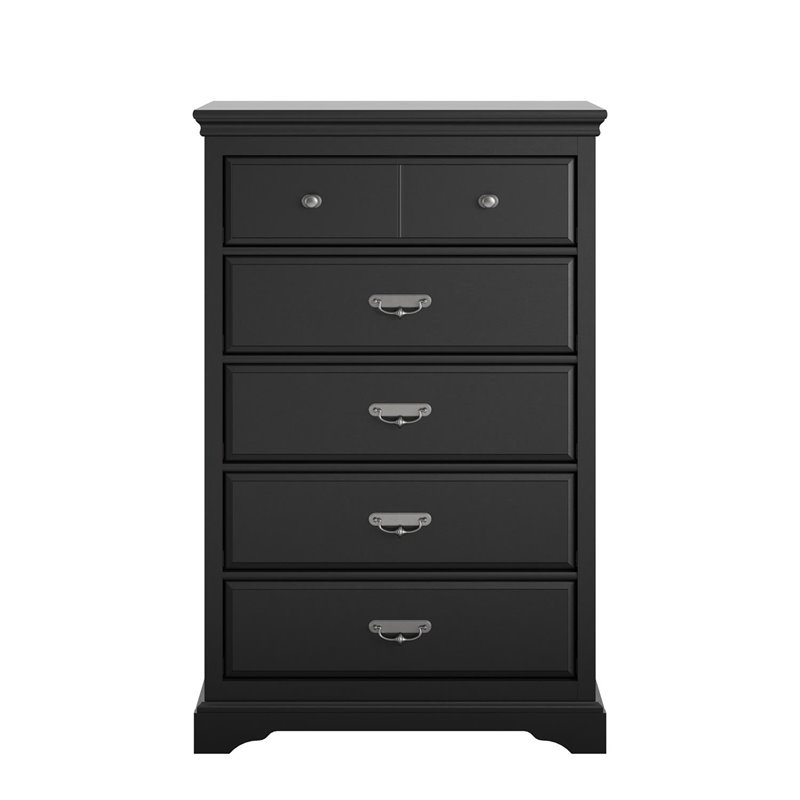 Ameriwood Home Bristol 5 Drawer Dresser in Black