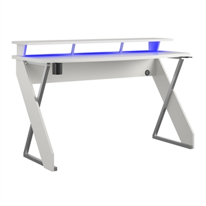 ntense xtreme gaming desk with riser in white