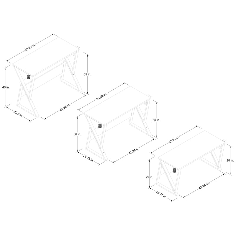 NTense Genesis Adjustable Gaming Desk in White