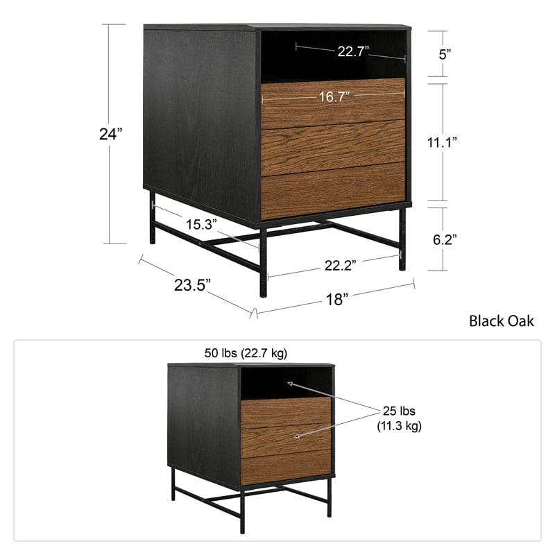 Ameriwood Home Reznor End Table in Black Oak