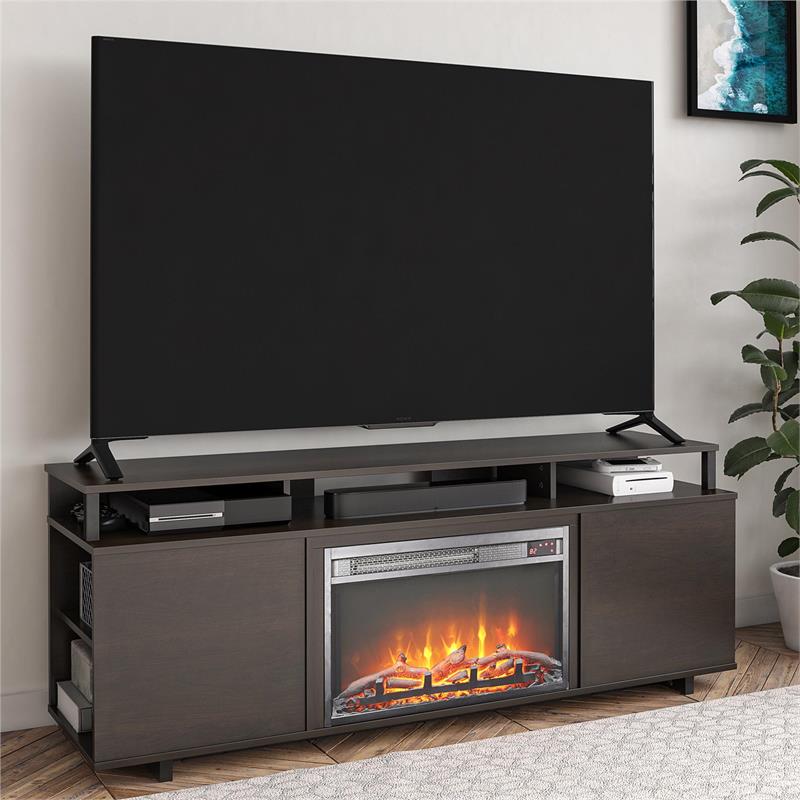 Ameriwood Home Mason Fireplace TV Stand for TVs up to 65" in Espresso