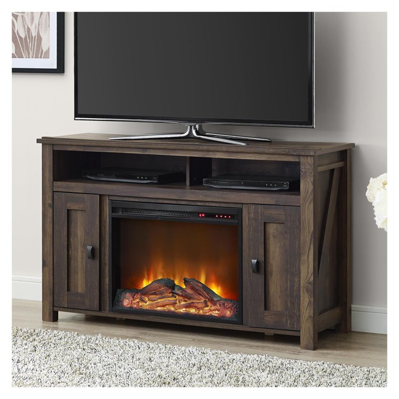Ameriwood Farmington 3-Piece Fireplace TV Stand and Matching Nightstand Set