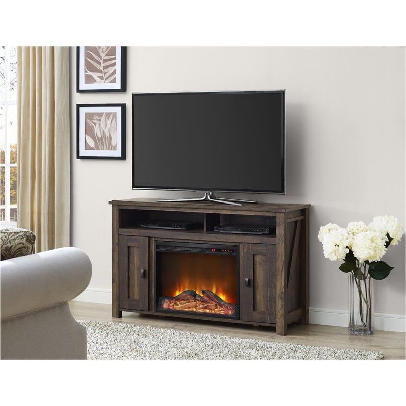 Ameriwood Farmington 3-Piece Fireplace TV Stand and Matching Nightstand Set
