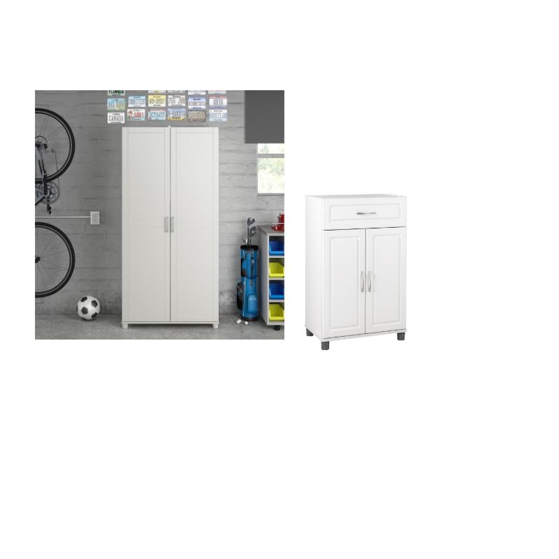 SystemBuild Kendall + Callahan 2-Piece Storage Cabinet Set in White
