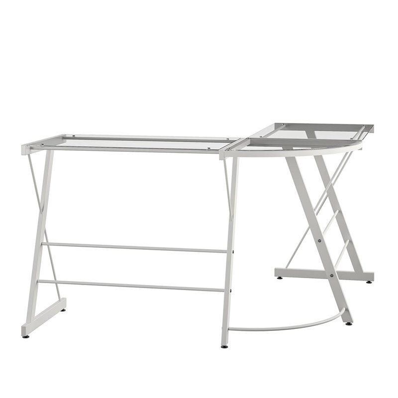 Ameriwood Home Odin Glass L Shaped Computer Desk In White Cymax Business