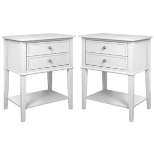 ameriwood home franklin wood accent tables with drawers in white (set of 2)