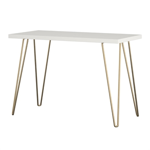 ameriwood home owen retro computer desk in white and gold legs