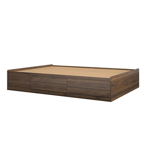 ameriwood home full platform bed with drawers in walnut