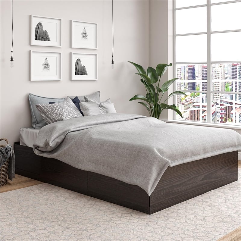 Ameriwood Home Full Platform Bed with Drawers in Espresso