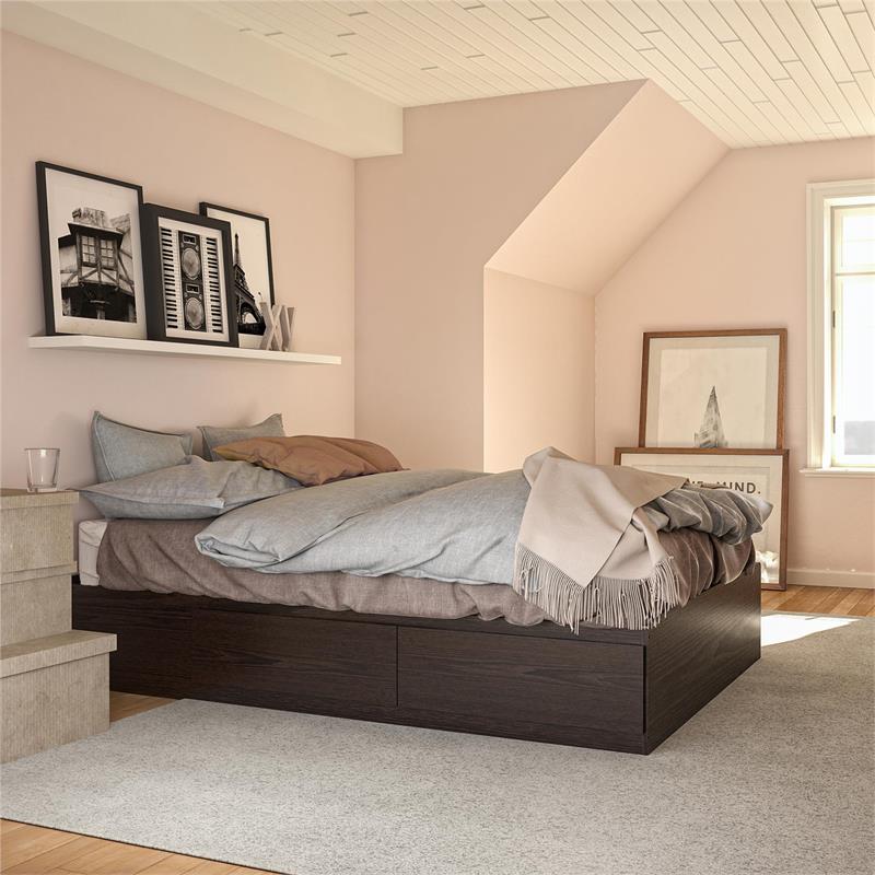 Ameriwood Home Full Platform Bed with Drawers in Espresso