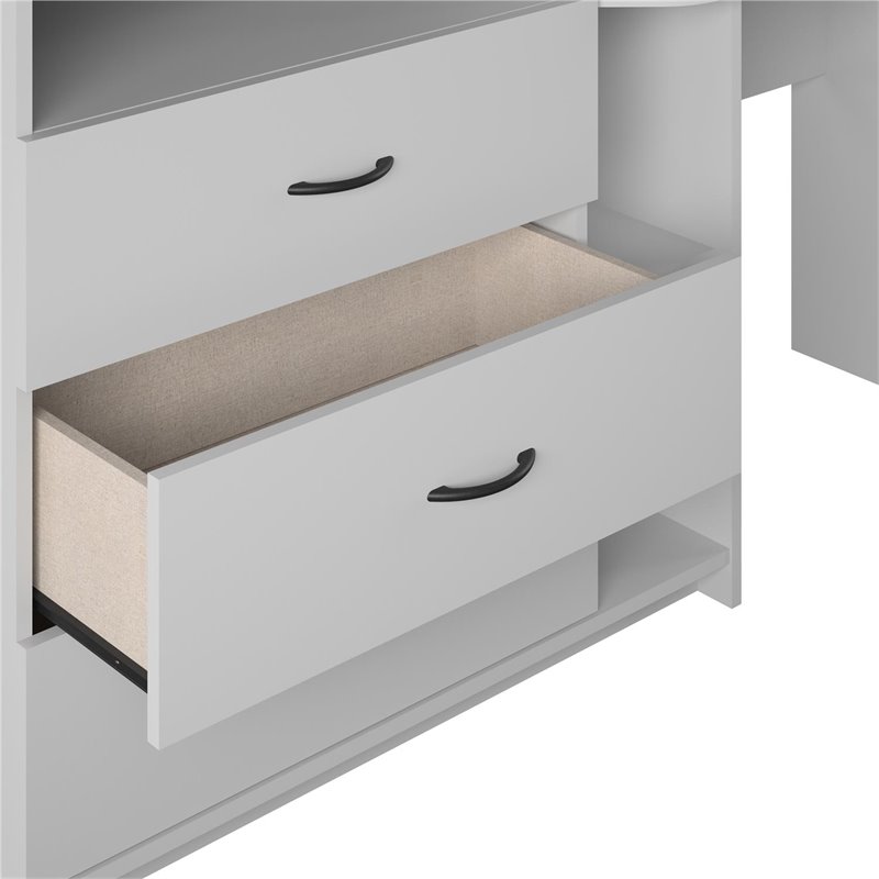 Ameriwood Home Rebel 3 in 1 Media Dresser and Desk Combo in Dove Gray