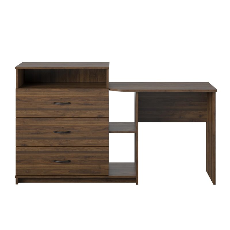 Ameriwood Home Rebel 3 in 1 Media Dresser and Desk Combo in Walnut