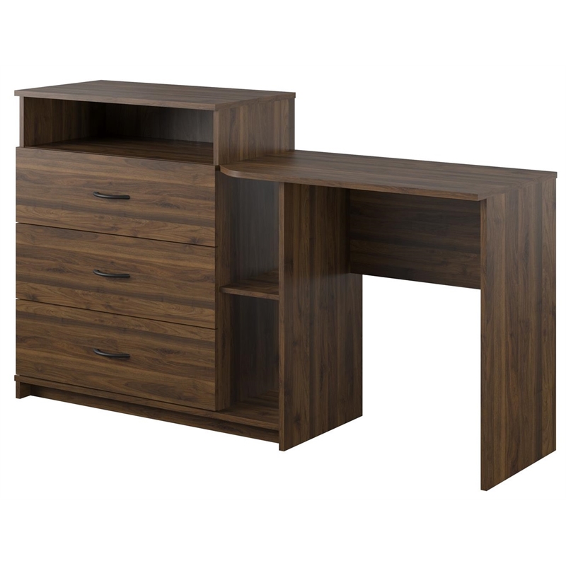 Ameriwood Home Rebel 3 in 1 Media Dresser and Desk Combo in Walnut